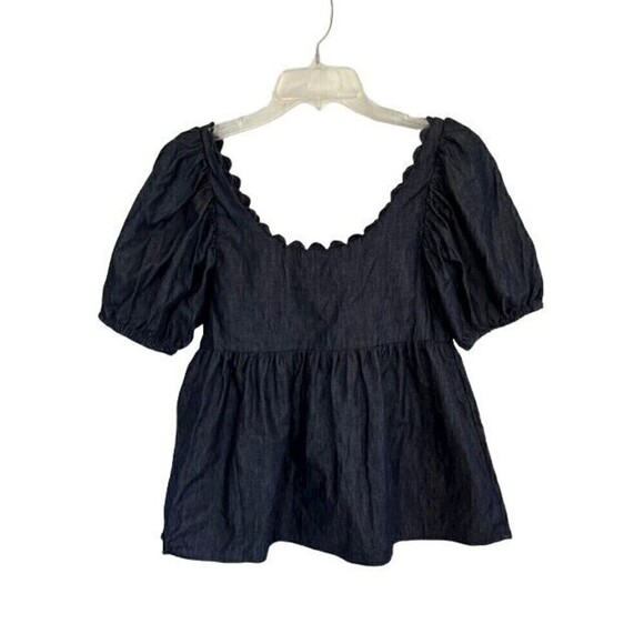 𝅺Kika Vargas Chambray Puff Sleeve Button-Down NWT XXS - Picture 5 of 5